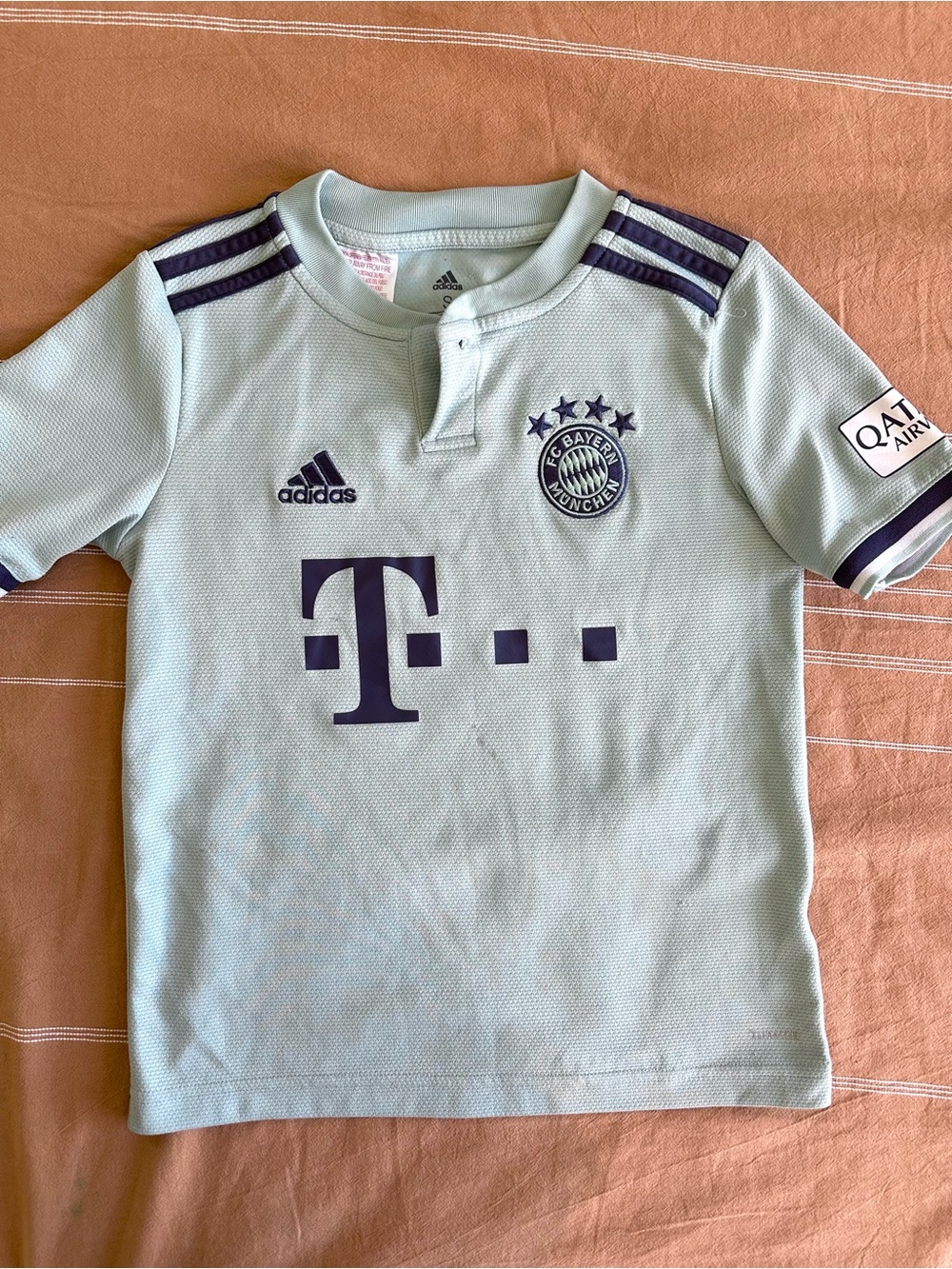 adidas Kids FC Bayern Light Mint Jersey with Purple Accents